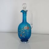 Botella o licorera francesa de cristal azul