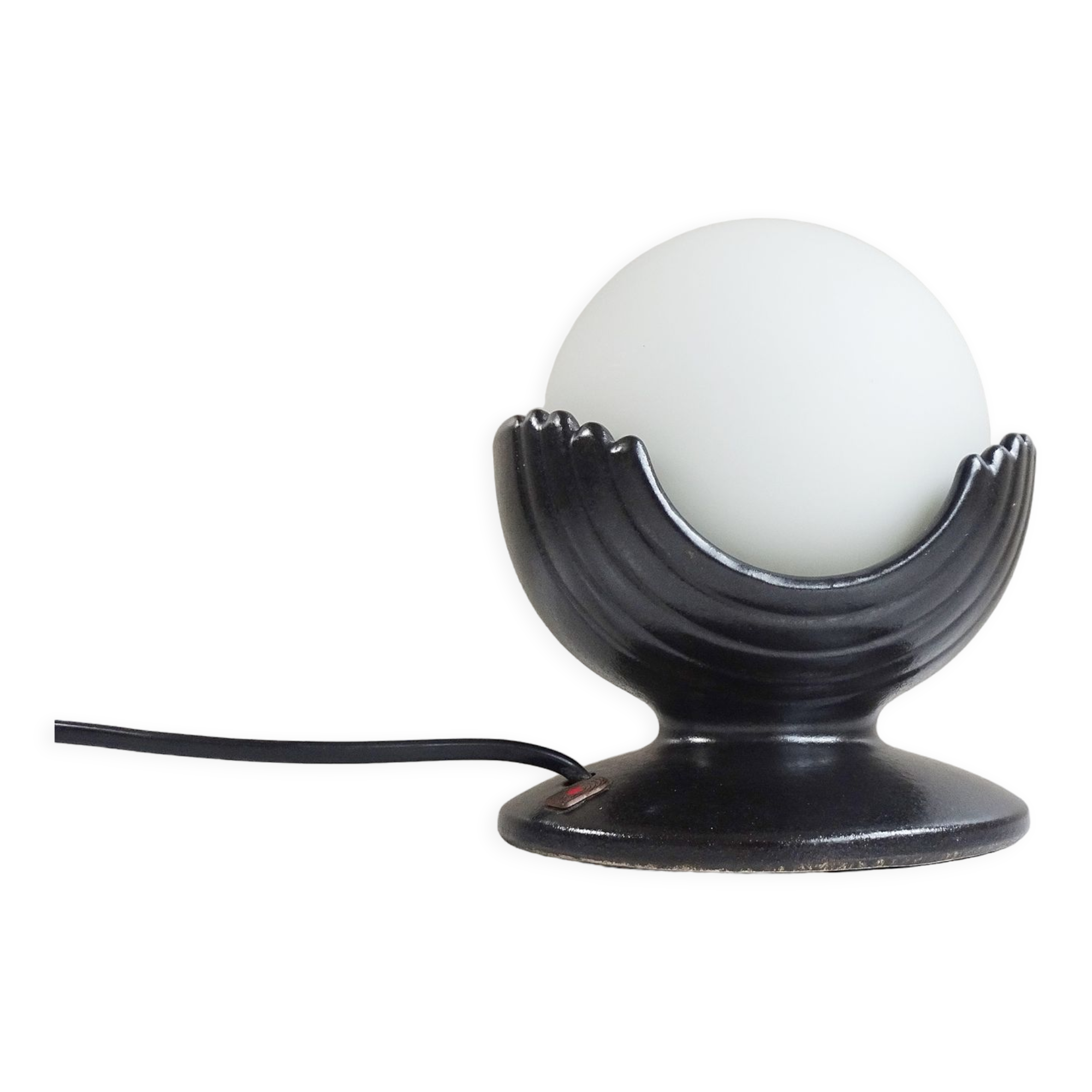 Sculptural table lamp by pan keramik with glass ball - 1970s