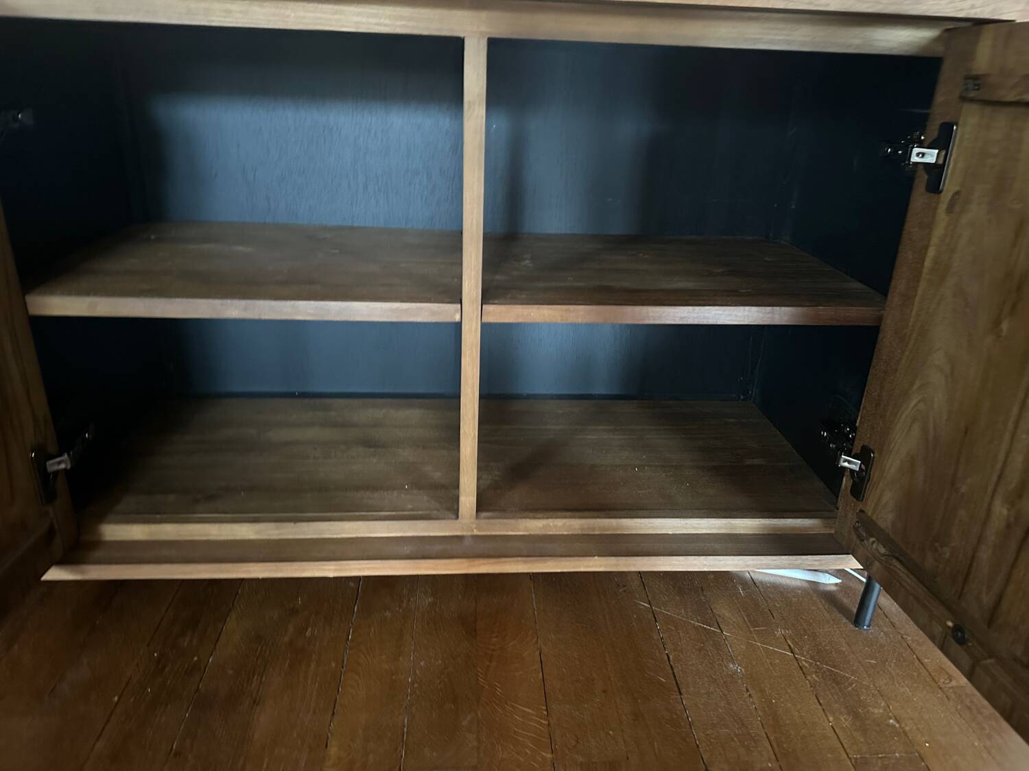 Sideboard made from recycled teak and metal legs