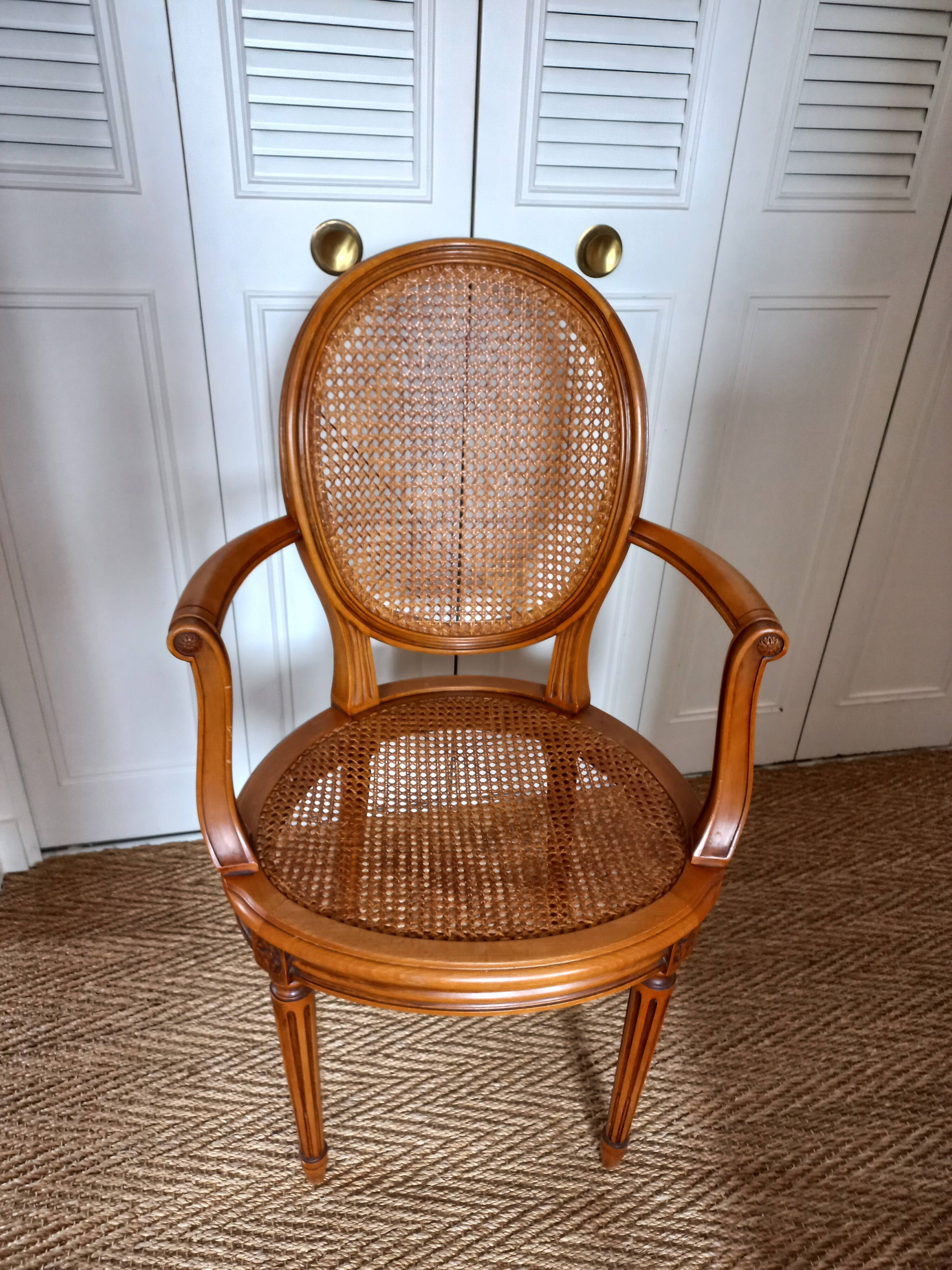 Canned medallion armchair in Louis XVI style