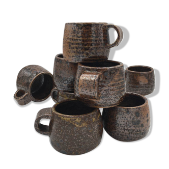 Set of 8 cups of handmade sandstone