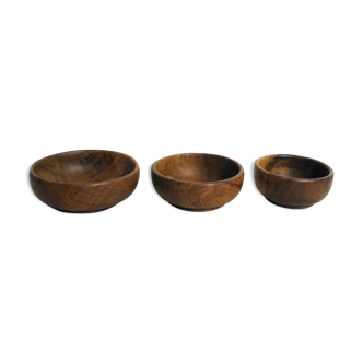 Set of three wooden cups