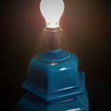 Table lamp foot in cracked turquoise earthenware