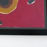 Peinture abstraite rouge signée, années 80