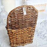 Vintage dark wicker wall basket