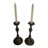Set of 2 cast iron candlesticks