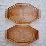 Set of two orange glass trays
