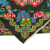 Handwoven Vintage Flatweave Black Kilim 216 cm