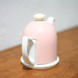 Vintage teapot, porcelain teapot and metal hat, teapot, kettle, infusion, kitchen