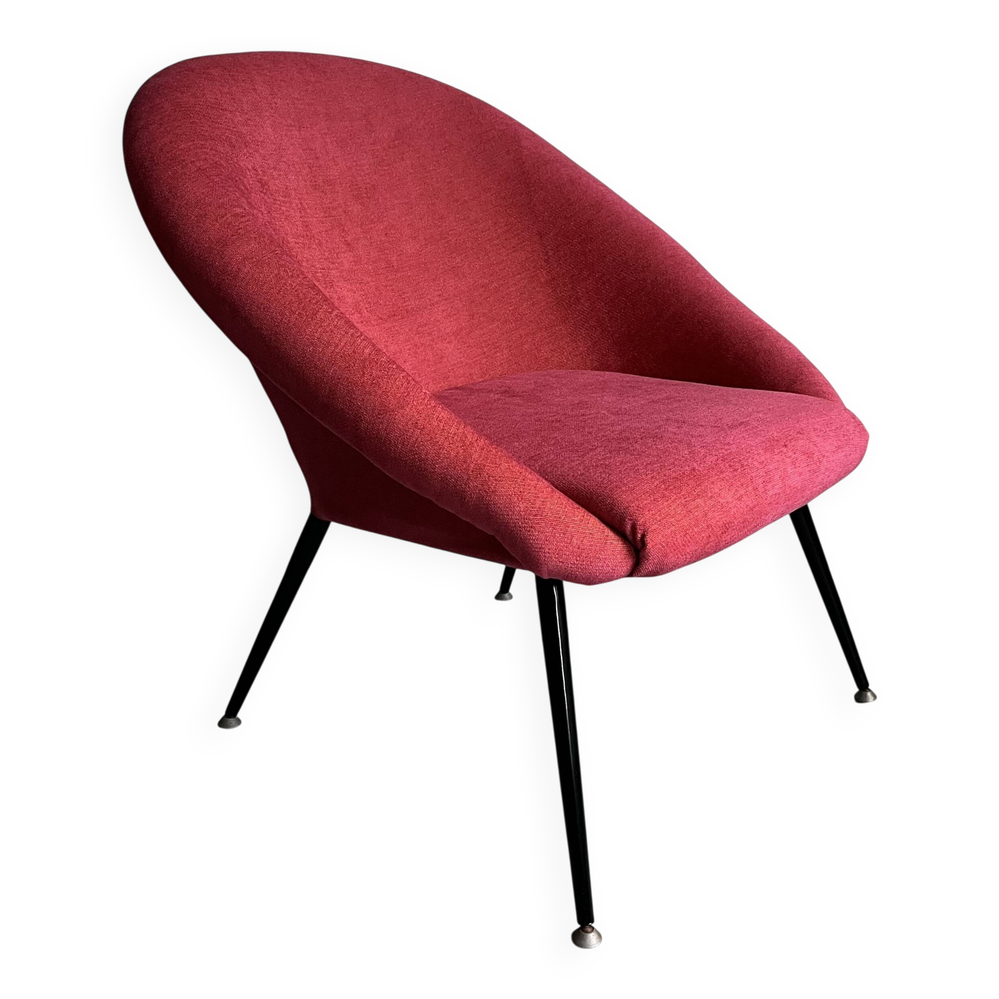 Hot Pink Post Modern Chair with Metal Legs, Vintage Space Age Armchair