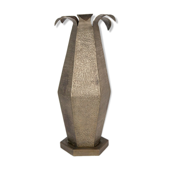 Large vintage vase, brass vase, hammered vase, large vase, palm flower vase, interior decoration