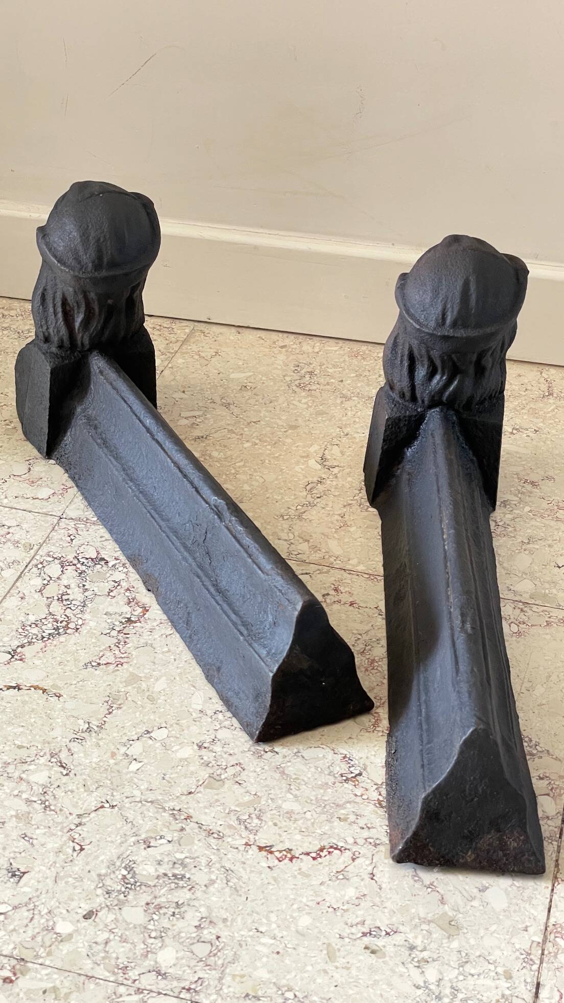 Chenets antique cast iron vintage