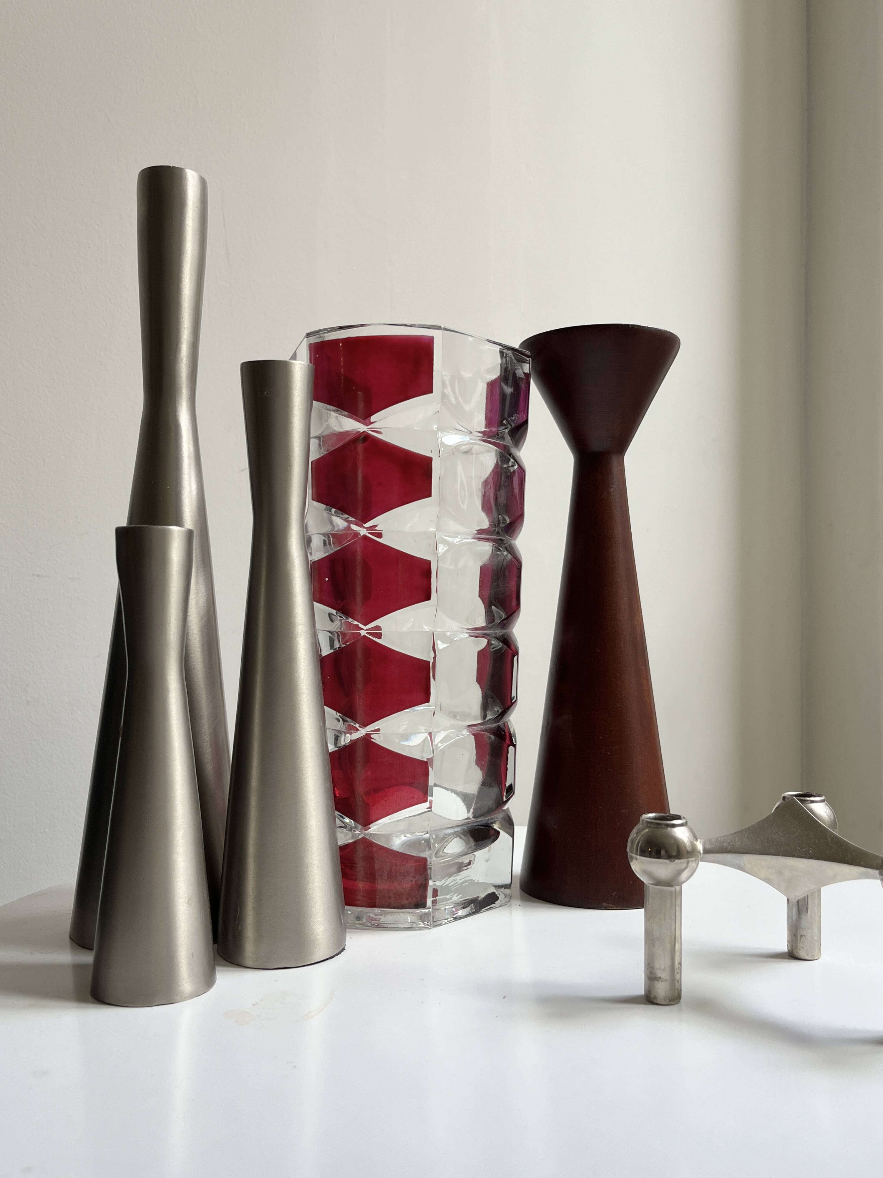 Luminarc vase with burgundy geometric patterns, France 1970