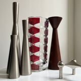 Luminarc vase with burgundy geometric patterns, France 1970