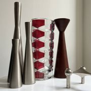 Luminarc vase with burgundy geometric patterns, France 1970