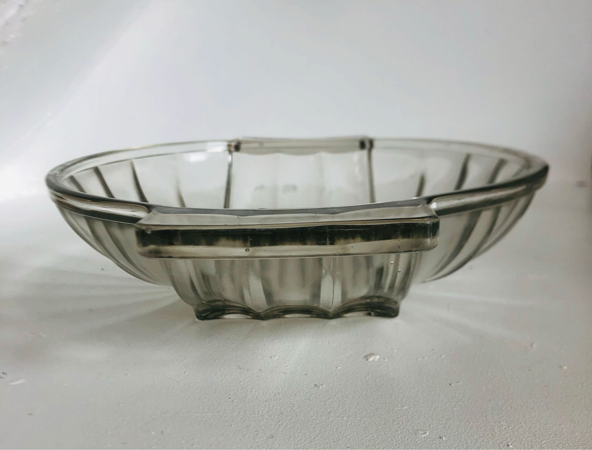 Art Deco pressed moulded glass bowl made in France