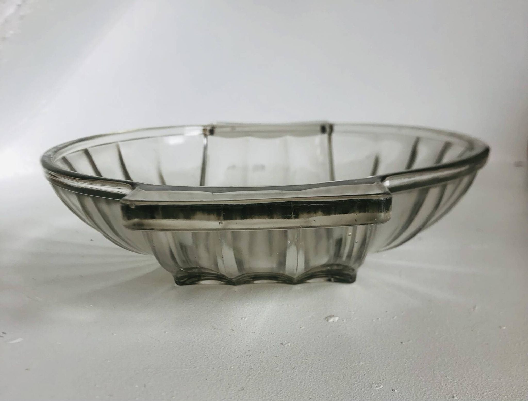 Art Deco pressed moulded glass bowl made in France