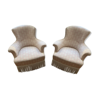 Pair of Napoleon III toad armchairs