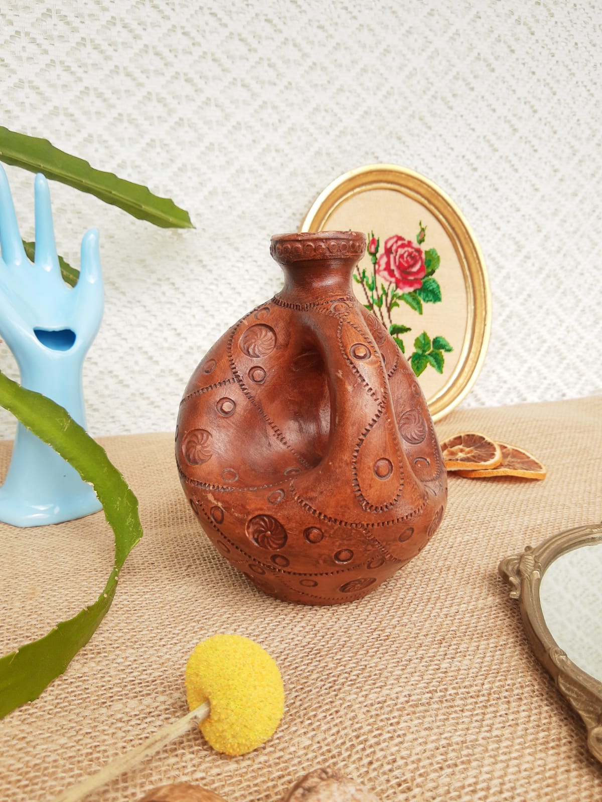 Vase , terracotta soliflore made in greece - vintage