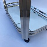 Romeo Rega Chrome Bar Cart Drinks Trolley Table Glass Hollywood Regency