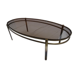 Coffee table low oval bronze doré Jacques Quinet 1950/1960