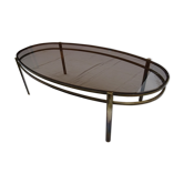 Coffee table low oval bronze doré Jacques Quinet 1950/1960