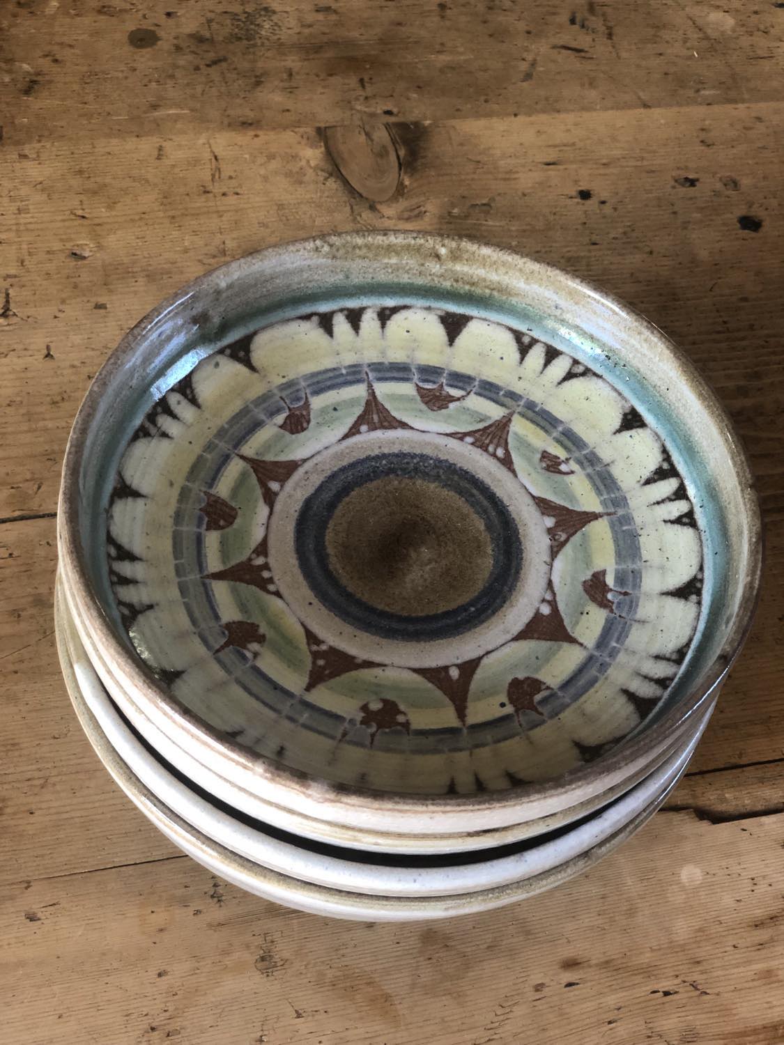 Hollow stoneware plates signed Roland Moreau Tourettes sur Loup