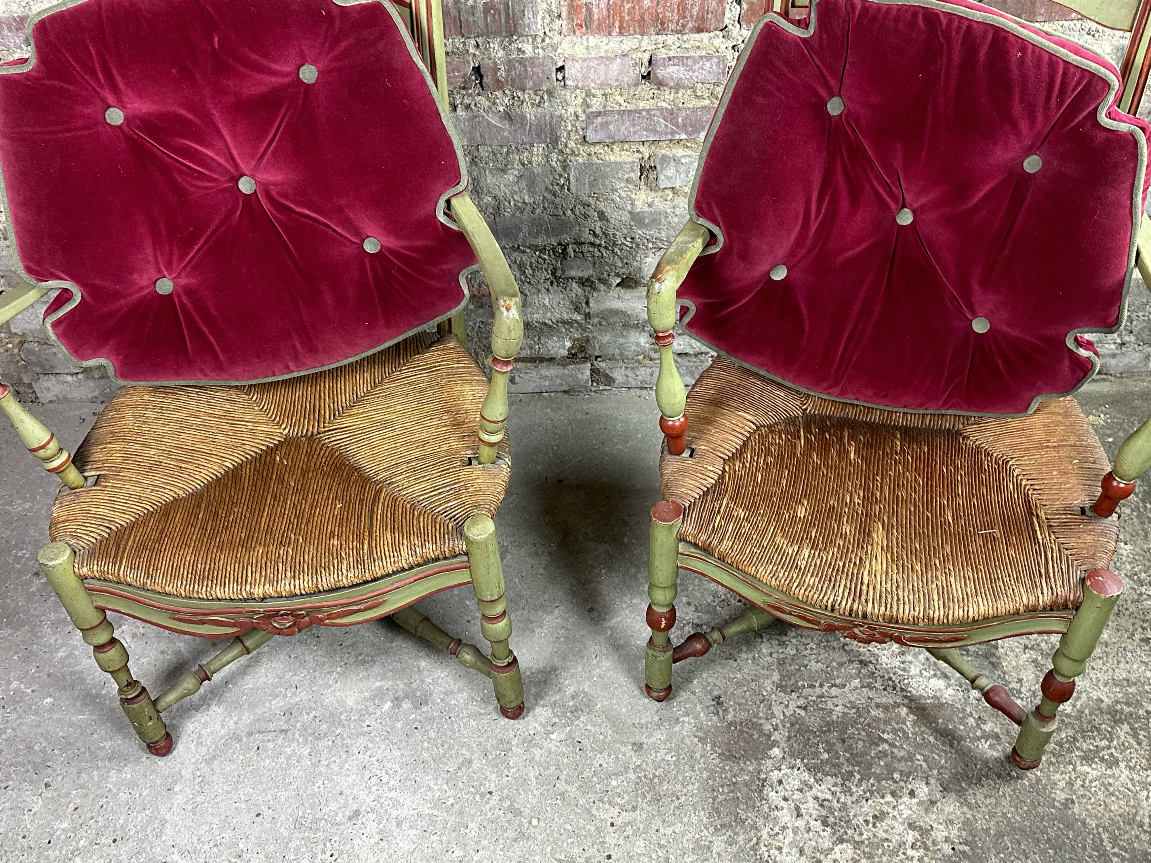 Pair of provençal straw armchairs late nineteenth