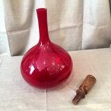 Bottle or onion red soliflore with vintage murano wooden cap