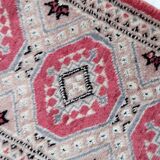 Tapis vintage ouzbek Bukhara fait main en laine et soie – 32 x 97 cm