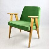 Light green velvet 366 lounge chair by Józef Chierowski, 1970s
