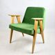 Light green velvet 366 lounge chair by Józef Chierowski, 1970s
