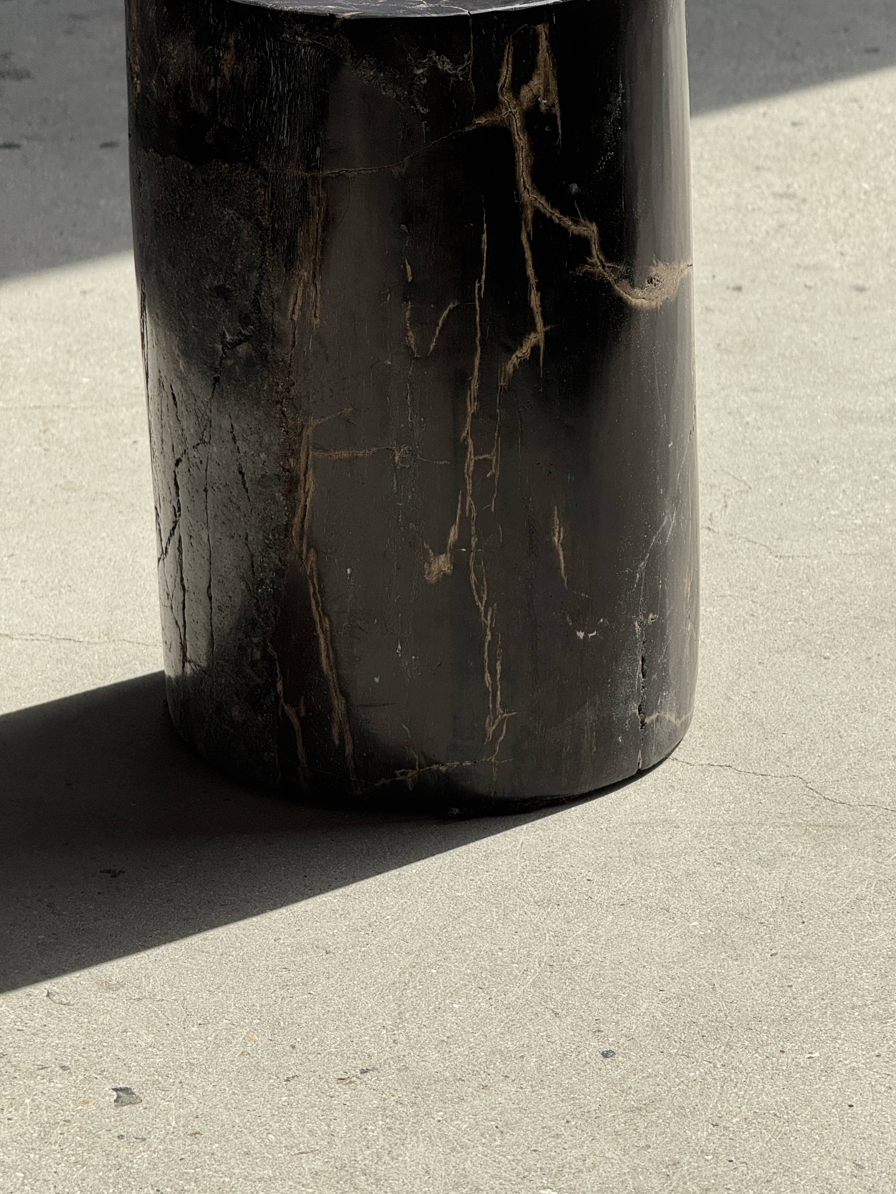 Table d'appoint en bois pétrifié noir