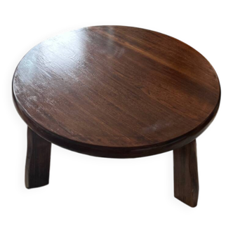 Table basse ronde tripode brutaliste