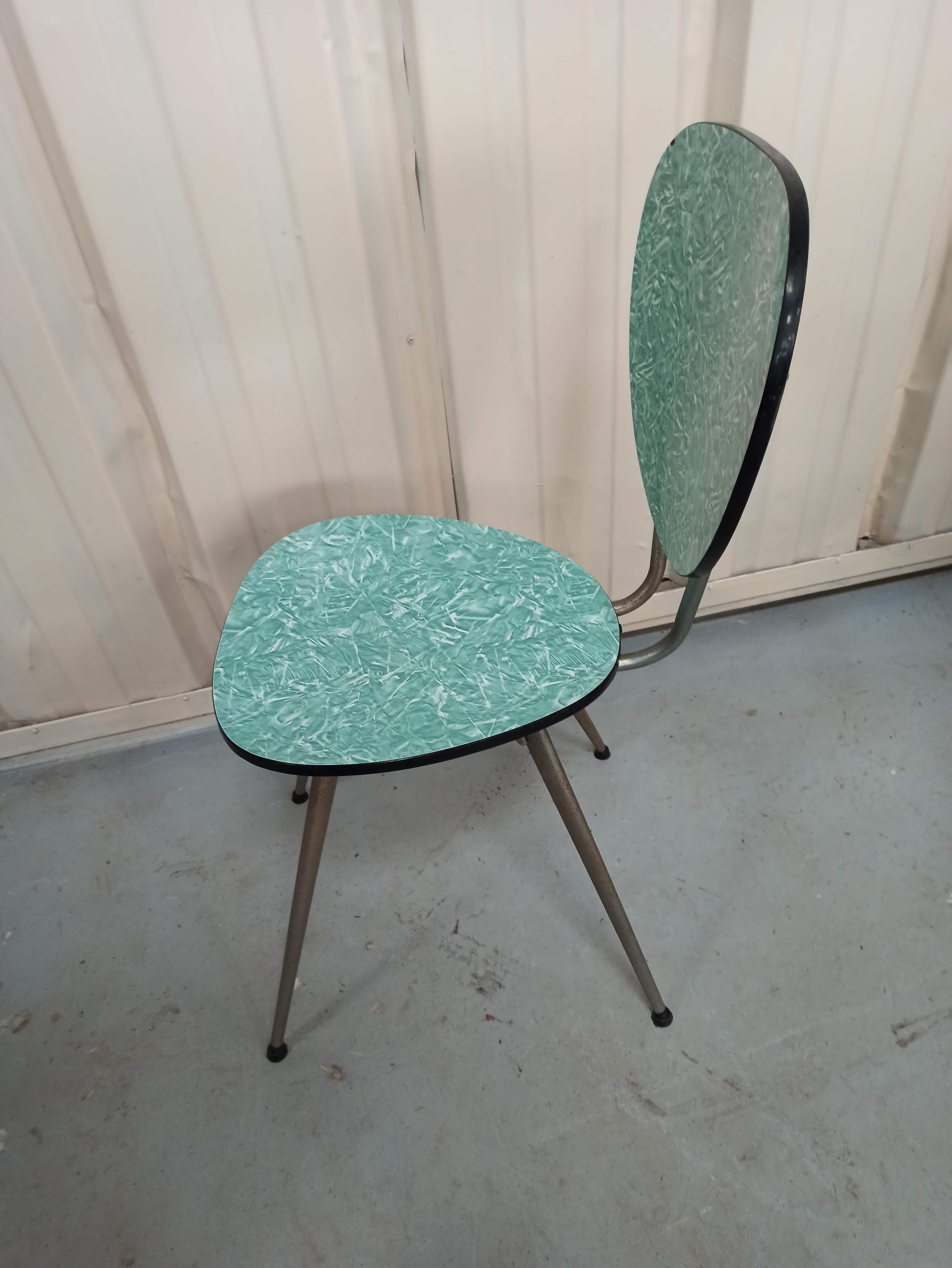 Formica chair green marbled effect