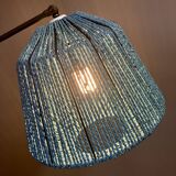 Walnut lamp brass modular rope design 1950