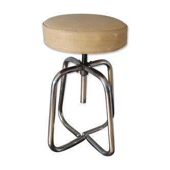 Tabouret d'atelier à vis 1960 en cuir