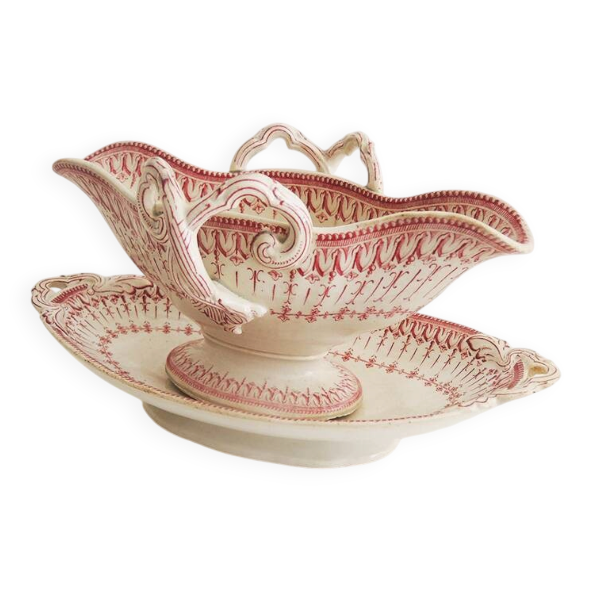 Ancienne saucière Creil & Montereau – Flora Rocaille