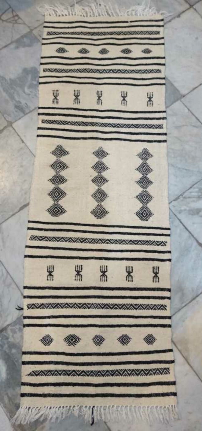 Corridor Kilim black and white handmade v