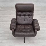 1970s, Danish swivel chair, original condition, brown furniture leather.