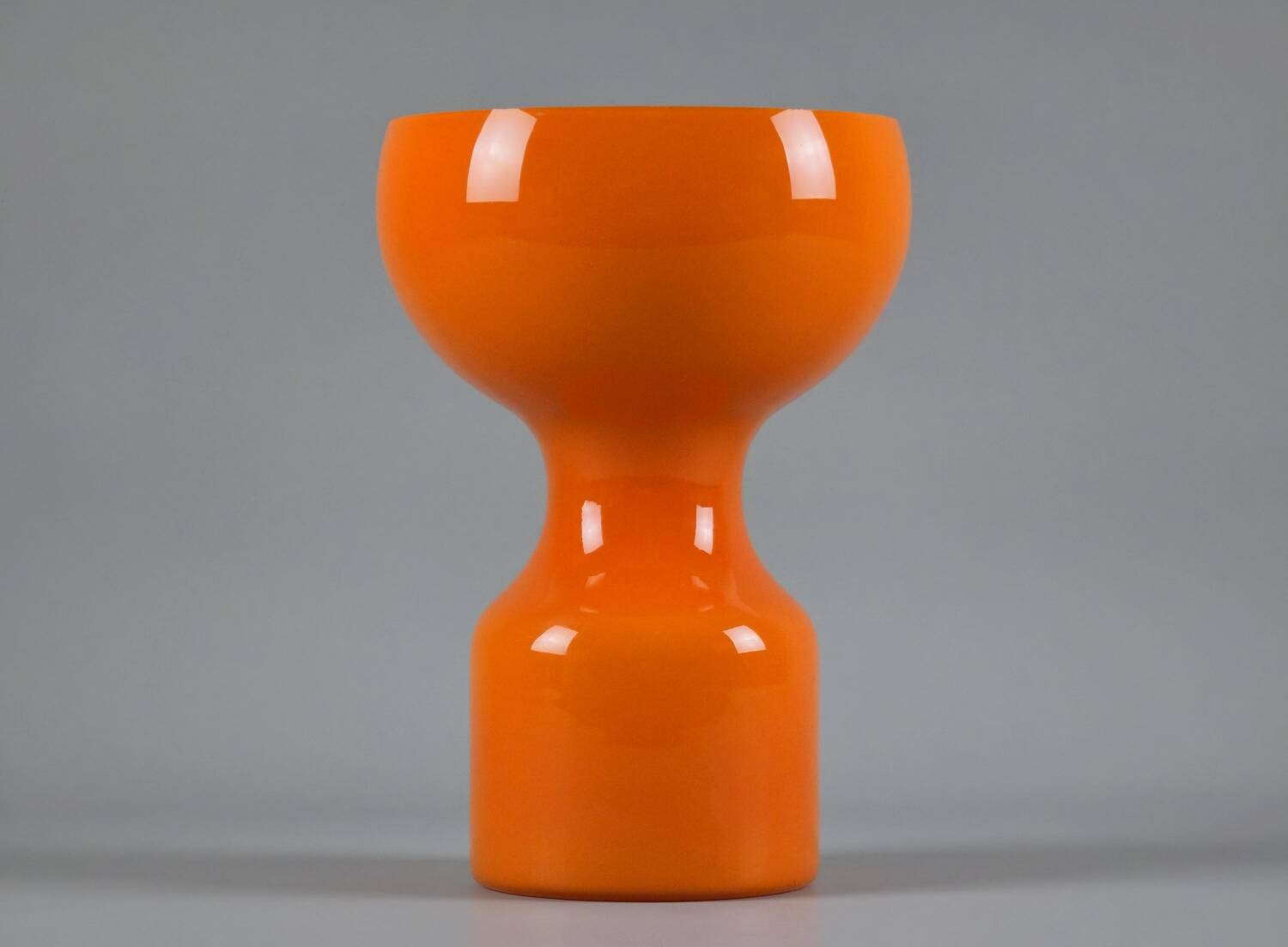 1970s Italian Space-Age Orange Glass Mushroom Vase