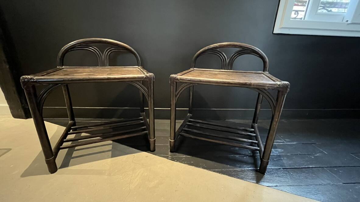 Pair of rattan bedside tables or end tables