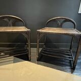 Pair of rattan bedside tables or end tables