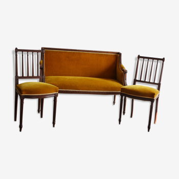 Two-seater Louis XVI Directoire-style seating and two chairs