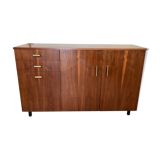 Vintage enfilade 1960-1980's blond walnut veneer handles brass