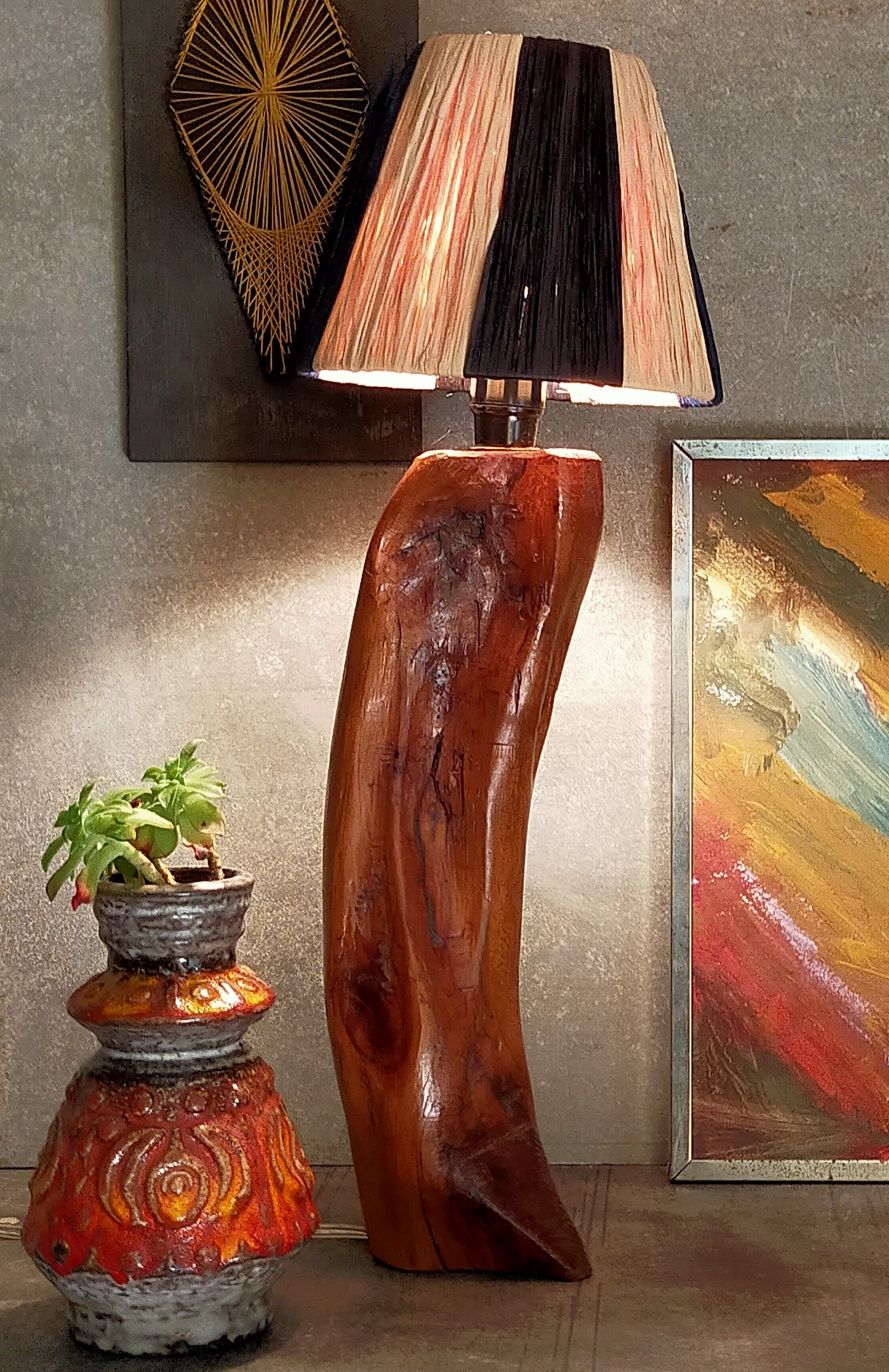 Free-form solid wood pose lamp in 1950s