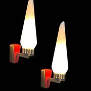 Stil Novo Opaline Glass and Brass Sconces, 1950s, Italy - Set of 2