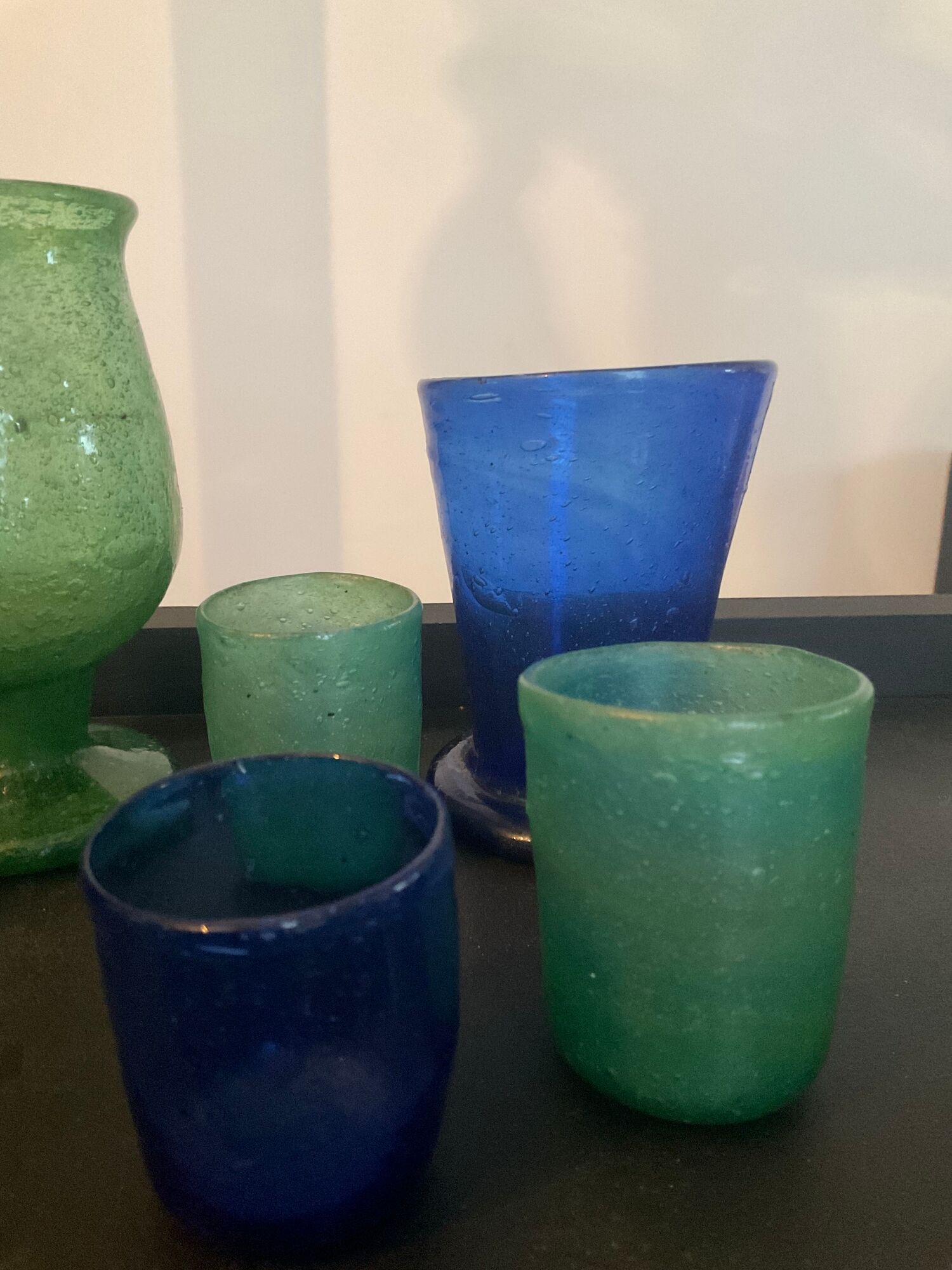 Series of vintage jar vases in bubbled glass paste from the 50s-60s
