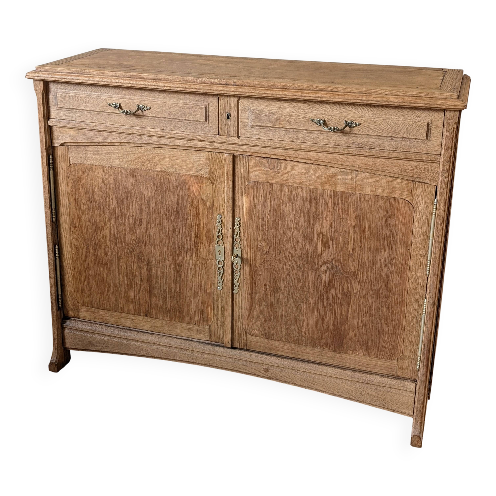 Renovated antique Parisian buffet in oak in Art Nouveau style.
