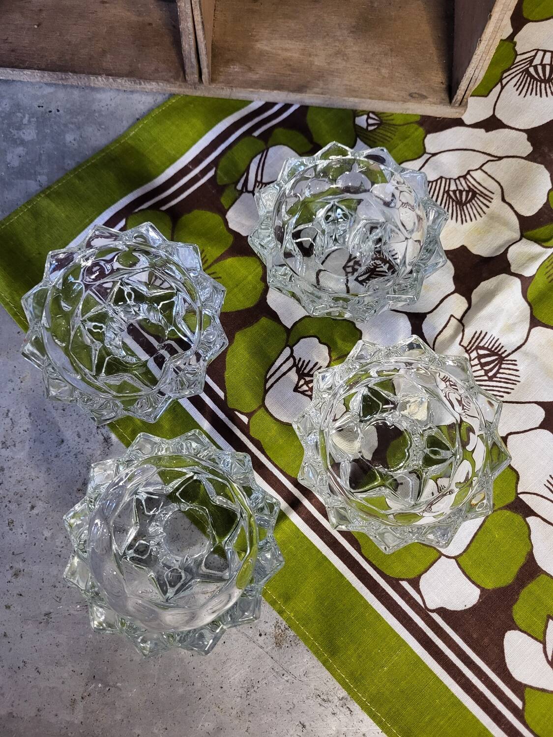 Bougeoir en verre vintage